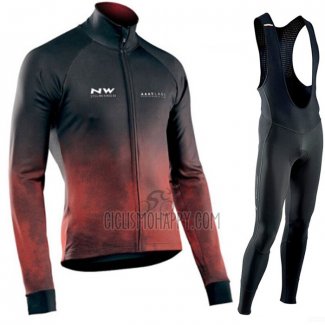 Northwave Cycling Jersey Bib Tight 2021 Men Long Sleeve Black Red
