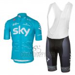 Sky Cycling Jersey Bib Short 2017 Short Sleeve Blue