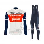 Trek Segafredo Cycling Jersey Bib Tight 2021 Long Sleeve White Deep Blue