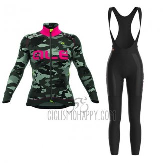 ALE Cycling Jersey Bib Tight 2017 Women Long Sleeve Camo Black