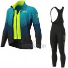 ALE Cycling Jersey Bib Tight 2020 Men Long Sleeve Light Blue Yellow