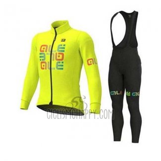 ALE Cycling Jersey Bib Tight 2020 Men Long Sleeve Yellow Green