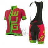 ALE Prr Arcobaleno Cycling Jersey Bib Short 2017 Women Short Sleeve Pink and Green