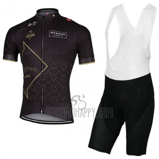 Abu Dhabi Tour Cycling Jersey Bib Short 2017 Men Short Sleeve Black