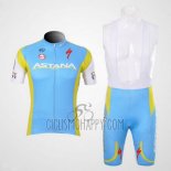 Astana Cycling Jersey Bib Short 2012 Short Sleeve Light Blue