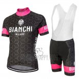 Bianchi Nevola Cycling Jersey Bib Short 2018 Women Short Sleeve Black and Pink