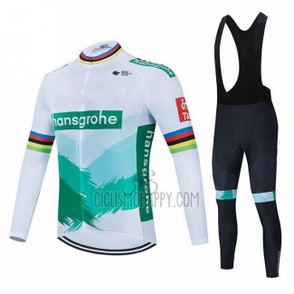 Bora-Hansgrone Cycling Jersey Bib Tight 2021 Long Sleeve White Green