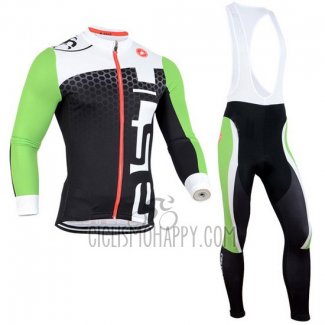 Castelli Cycling Jersey Bib Tight 2014 Men Long Sleeve Black and Green