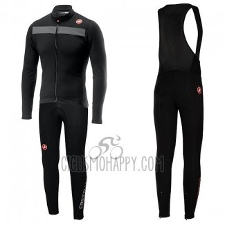 Castelli Puro 3 Cycling Jersey Bib Tight 2019 Men Long Sleeve Gray Black