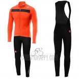 Castelli Puro 3 Cycling Jersey Bib Tight 2019 Men Long Sleeve Orange Black