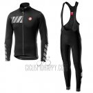 Castelli Raddoppia 2 Cycling Jersey Bib Tight 2019 Men Long Sleeve Black Silver