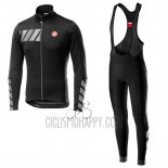 Castelli Raddoppia 2 Cycling Jersey Bib Tight 2019 Men Long Sleeve Black Silver