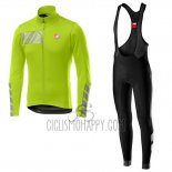 Castelli Raddoppia 2 Cycling Jersey Bib Tight 2019 Men Long Sleeve Green Silver