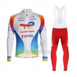 Direct Energie Cycling Jersey Bib Tight 2021 Men Long Sleeve White Red Yellow Blue