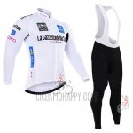 Giro D'italy Cycling Jersey Bib Tight 2016 Men Long Sleeve White and Blue