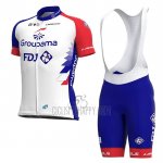 Groupama FDJ Cycling Jersey Bib Short 2021 Short Sleeve Red Blue