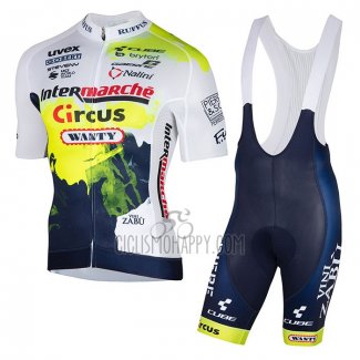 Intermarche Circus Wanty Cycling Jersey Bib Short 2023 Short Sleeve White Yellow