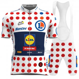 Lidl Trek Cycling Jersey Bib Short 2023 Men Short Sleeve White Red Spot
