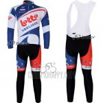 Lotto Belisol Cycling Jersey Bib Tight 2012 Long Sleeve White and Blue