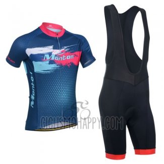 Monton Cycling Jersey Bib Short 2014 Men Short Sleeve Red and Blue