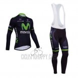 Movistar Cycling Jersey Bib Tight 2014 Long Sleeve Black