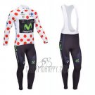 Movistar Lider Cycling Jersey Bib Tight 2013 Men Long Sleeve White and Red
