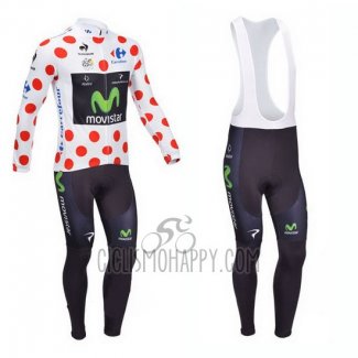 Movistar Lider Cycling Jersey Bib Tight 2013 Men Long Sleeve White and Red