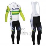 Orica GreenEDGE Cycling Jersey Bib Tight 2013 Long Sleeve White and Green
