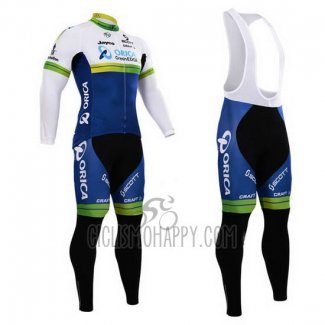 Orica GreenEDGE Cycling Jersey Bib Tight 2015 Long Sleeve Blue and White