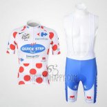 Quick Step Floor Cycling Jersey Bib Short 2010 Men Short Sleeve Lider Red and White