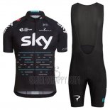 Sky Cycling Jersey Bib Short 2017 Short Sleeve Blue and Black