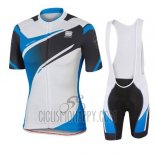 Sportful Cycling Jersey Bib Short 2016 Men Short Sleeve White and Blue