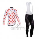 Tour de France Cycling Jersey Bib Tight 2014 Men Long Sleeve White and Red
