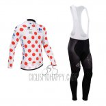 Tour de France Cycling Jersey Bib Tight 2014 Men Long Sleeve White and Red