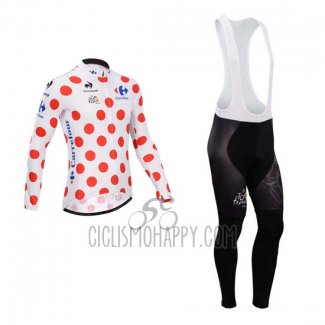 Tour de France Cycling Jersey Bib Tight 2014 Men Long Sleeve White and Red