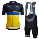 Vuelta Espana Cycling Jersey Bib Short 2022 Men Short Sleeve Black Yellow