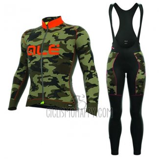 ALE Camo Cycling Jersey Bib Tight 2017 Men Long Sleeve Orange and Black