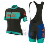 ALE R-ev1 Master Cycling Jersey Bib Short 2017 Women Short Sleeve Black and Light Blue