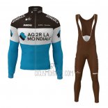 Ag2r La Mondiale Cycling Jersey Bib Tight 2019 Long Sleeve Black White Blue