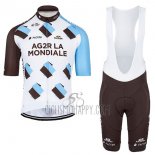 Ag2rla Cycling Jersey Bib Short 2017 Short Sleeve Ag2r Marron and White