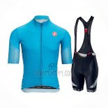 Castelli Cycling Jersey Bib Short 2021 Men Short Sleeve Light Blue