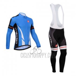 Castelli Cycling Jersey Bib Tight 2014 Men Long Sleeve Blue and Black