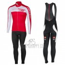 Castelli Cycling Jersey Bib Tight 2017 Men Long Sleeve White and Red