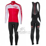 Castelli Cycling Jersey Bib Tight 2017 Men Long Sleeve White and Red