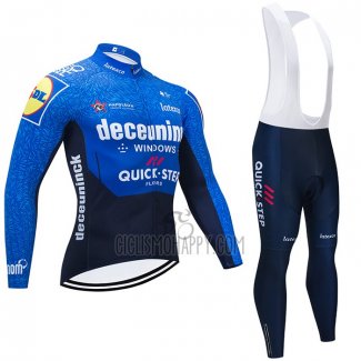 Deceuninck Quick Step Cycling Jersey Bib Tight 2021 Long Sleeve Blue Black
