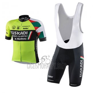 Euskadi Cycling Jersey Bib Short 2017 Men Short Sleeve Green and Black