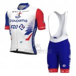 Groupama FDJ Cycling Jersey Bib Short 2022 Short Sleeve Red Blue