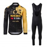Jumbo Visma Cycling Jersey Bib Tight 2023 Long Sleeve Deep Black