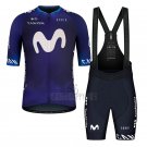 Movistar Cycling Jersey Bib Short 2023 Short Sleeve Black Purple