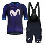 Movistar Cycling Jersey Bib Short 2023 Short Sleeve Black Purple
